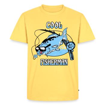 Homme pêcheur cool - T-shirt Premium bio Homme - jaune pastel - Devant - AI Model Male 185 dark (185cm)