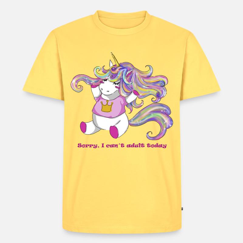 Einhorn - Männer Premium Bio T-Shirt - Pastellgelb