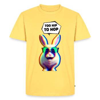 Lapin de Pâques hipster trop branché pour hop - T-shirt Premium bio Homme - jaune pastel - Devant - AI Model Male 185 dark (185cm)