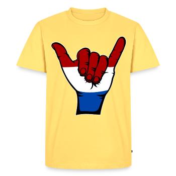 Holland Flag Surfing Symbol - Men's Premium Organic T-Shirt - sky yellow - Front - AI Model Male 185 dark (185cm)