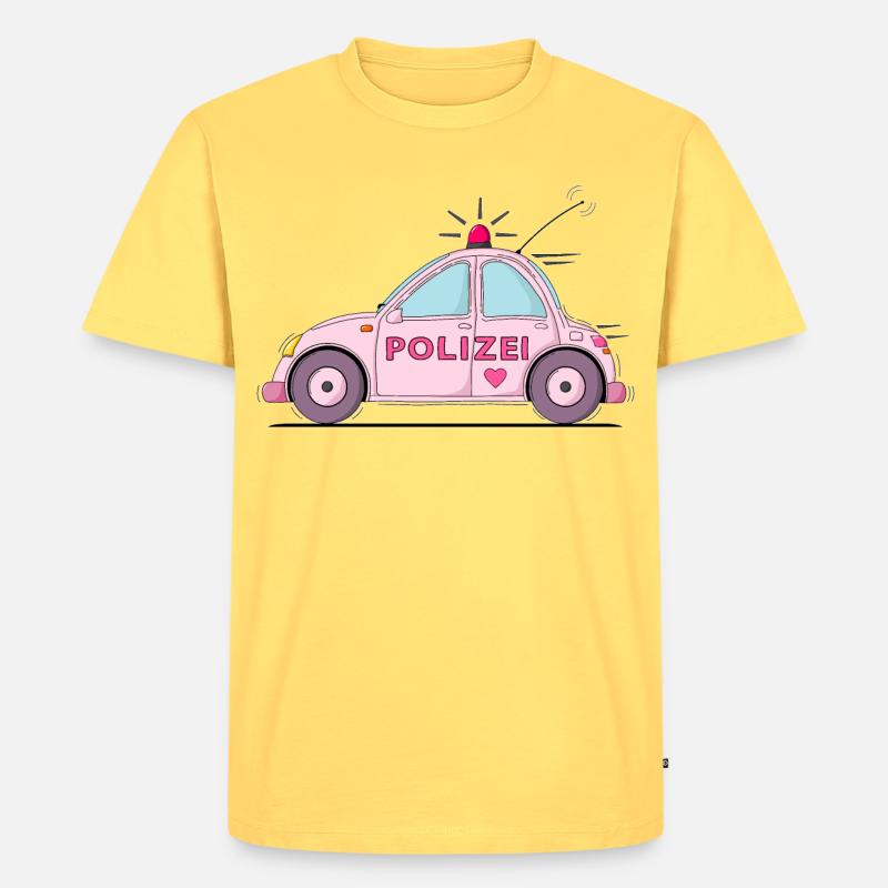 Polizeiauto Rosa - Männer Premium Bio T-Shirt - Pastellgelb