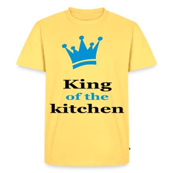Tablier de cuisine pour homme - T-shirt Premium bio Homme - jaune pastel - Devant - AI Model Male 185 dark (185cm)