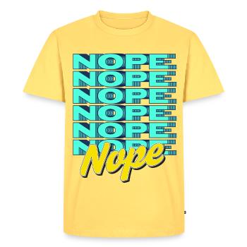 NOPE – Bold & Sassy Statement - Men's Premium Organic T-Shirt - sky yellow - Front - AI Model Male 185 dark (185cm)