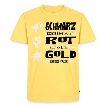 Noir Or Rouge - T-shirt Premium bio Homme - jaune pastel - Devant - AI Model Male 185 dark (185cm)
