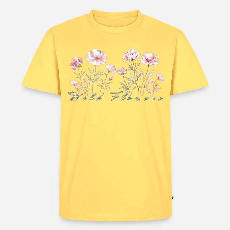 Wilde Blumen - Männer Premium Bio T-Shirt - Pastellgelb