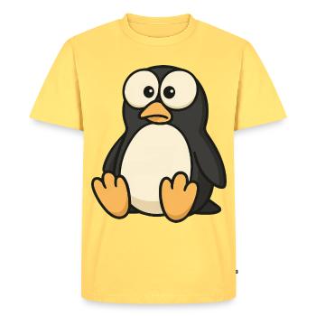 Drôle de pingouin confus aux yeux écarquillés - T-shirt Premium bio Homme - jaune pastel - Devant - AI Model Male 185 dark (185cm)