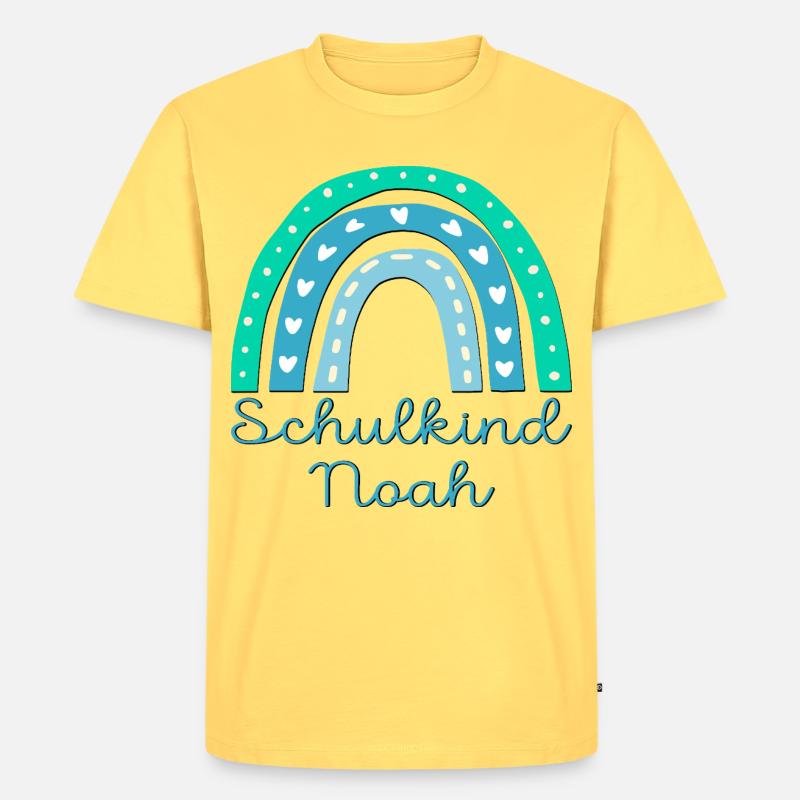 SCHULANFANG SCHULKIND NOAH - Männer Premium Bio T-Shirt - Pastellgelb