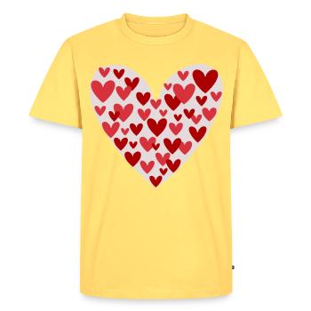 De nombreux motifs de cœurs - T-shirt Premium bio Homme - jaune pastel - Devant - AI Model Male 185 dark (185cm)