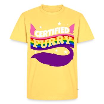 Certified furry - Men's Premium Organic T-Shirt - sky yellow - Front - AI Model Male 185 dark (185cm)