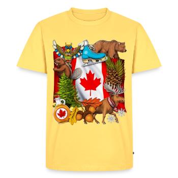 Canada Pride - Men's Premium Organic T-Shirt - sky yellow - Front - AI Model Male 185 dark (185cm)
