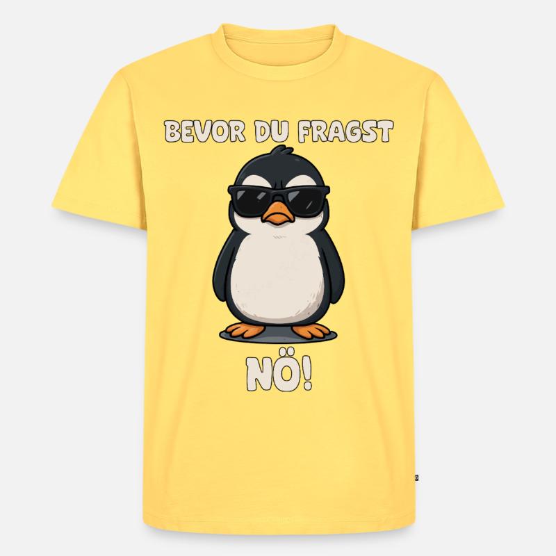 Pinguin mit Sonnenbrille Spruch - Männer Premium Bio T-Shirt - Pastellgelb