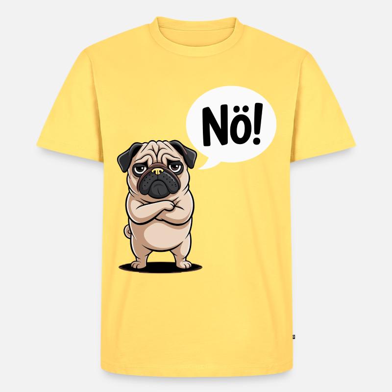 Nö Sprechender Mops Comic Lustig - Männer Premium Bio T-Shirt - Pastellgelb
