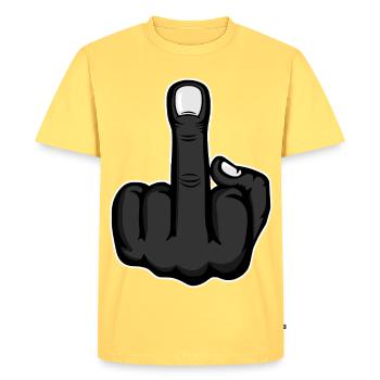 Middle Finger Stinky Finger Design Black - Men's Premium Organic T-Shirt - sky yellow - Front - AI Model Male 185 dark (185cm)