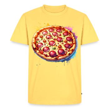 Pizza - Men's Premium Organic T-Shirt - sky yellow - Front - AI Model Male 185 dark (185cm)
