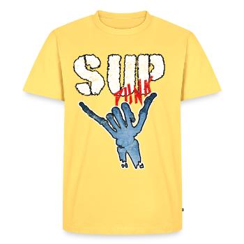SOUPER - T-shirt Premium bio Homme - jaune pastel - Devant - AI Model Male 185 dark (185cm)