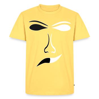 Abstract Face Lines Contrast Mask - Men's Premium Organic T-Shirt - sky yellow - Front - AI Model Male 185 dark (185cm)