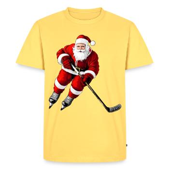 Joueurs de hockey sur glace de Noël - T-shirt Premium bio Homme - jaune pastel - Devant - AI Model Male 185 dark (185cm)
