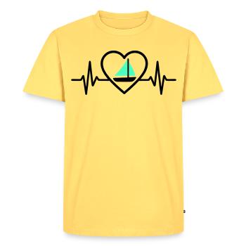 Heart Sailing – Passion Boat - Men's Premium Organic T-Shirt - sky yellow - Front - AI Model Male 185 dark (185cm)