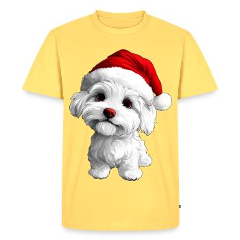 Noël chiot - T-shirt Premium bio Homme - jaune pastel - Devant - AI Model Male 185 dark (185cm)