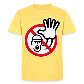 Warning Sign / Warning / Prohibition (Symbol / 3C) - Men's Premium Organic T-Shirt - sky yellow - Front - AI Model Male 185 dark (185cm)