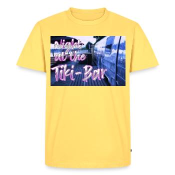 Nuit au Tiki Bar - T-shirt Premium bio Homme - jaune pastel - Devant - AI Model Male 185 dark (185cm)