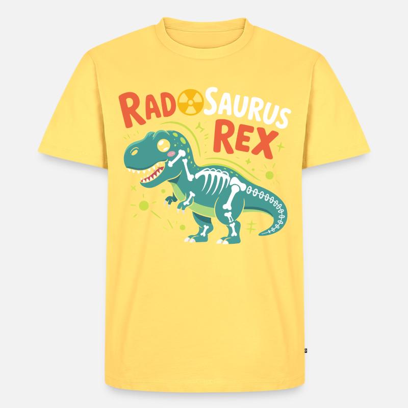 RadSaurus Rex Neon-Dino - Männer Premium Bio T-Shirt - Pastellgelb