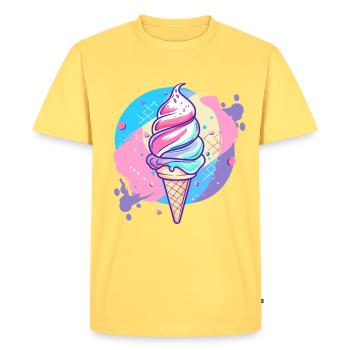 eiscreme - Men's Premium Organic T-Shirt - sky yellow - Front - AI Model Male 185 dark (185cm)