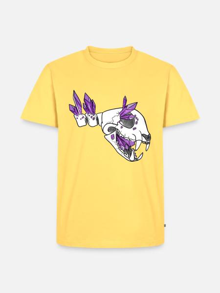 Kristallschädel - Felidae (von Leni Riosa) - Männer Premium Bio T-Shirt - Pastellgelb