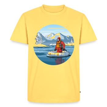 Sortie de sauvetage alpin dans le lac de glace - T-shirt Premium bio Homme - jaune pastel - Devant - AI Model Male 185 dark (185cm)