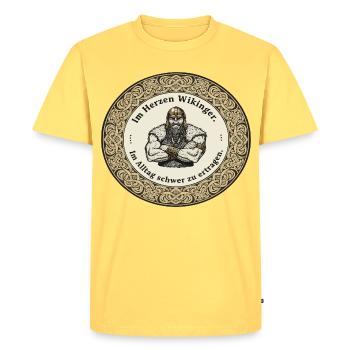 Légende viking viking marin Odin Raven Fighter - T-shirt Premium bio Homme - jaune pastel - Devant - AI Model Male 185 dark (185cm)