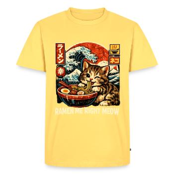 Ramen Cat Kanagawa - Men's Premium Organic T-Shirt - sky yellow - Front - AI Model Male 185 dark (185cm)