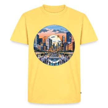 Sunset over the skyline - Men's Premium Organic T-Shirt - sky yellow - Front - AI Model Male 185 dark (185cm)