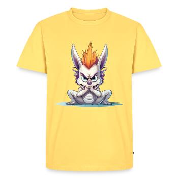 Lapin Mohawk en colère - T-shirt Premium bio Homme - jaune pastel - Devant - AI Model Male 185 dark (185cm)