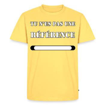 YOU ARE NOT A REFERENCE. - Men's Premium Organic T-Shirt - sky yellow - Front - AI Model Male 185 dark (185cm)