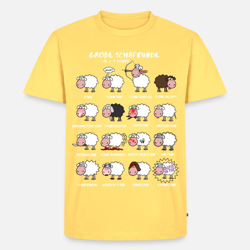 Große Schafkunde - Männer Premium Bio T-Shirt - Pastellgelb