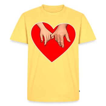 Holding hands heart - Men's Premium Organic T-Shirt - sky yellow - Front - AI Model Male 185 dark (185cm)
