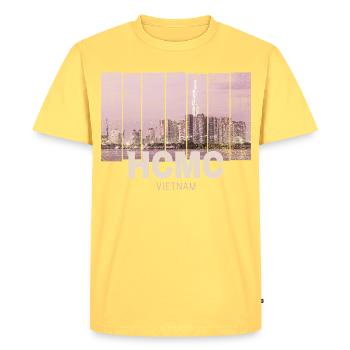 HCMC Saigon (Ho Chi Minh City) Skyline Vietnam - Men's Premium Organic T-Shirt - sky yellow - Front - AI Model Male 185 dark (185cm)