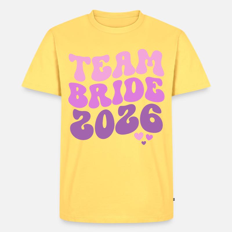 Team Bride 2026 - Männer Premium Bio T-Shirt - Pastellgelb