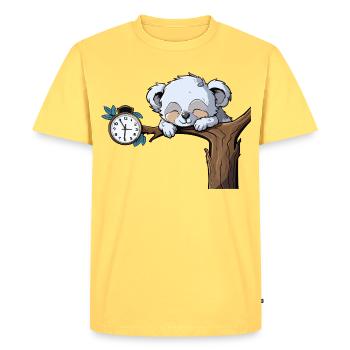 Koala endormi sur la branche de l’horloge - T-shirt Premium bio Homme - jaune pastel - Devant - AI Model Male 185 dark (185cm)