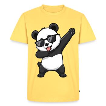 Dabbing Panda - Men's Premium Organic T-Shirt - sky yellow - Front - AI Model Male 185 dark (185cm)