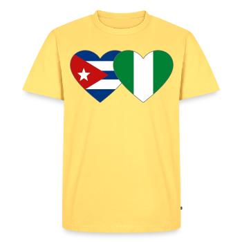Drapeau du Nigeria Drapeau du cœur du Cuba - T-shirt Premium bio Homme - jaune pastel - Devant - AI Model Male 185 dark (185cm)