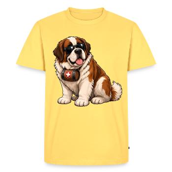 Saint Bernard - Men's Premium Organic T-Shirt - sky yellow - Front - AI Model Male 185 dark (185cm)