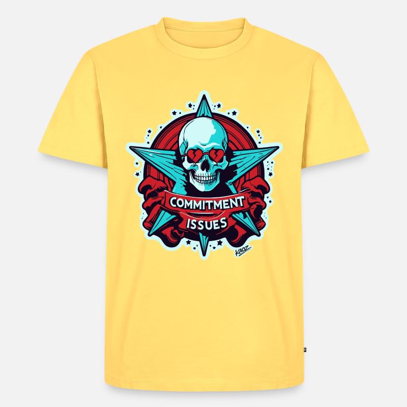 Commitment Issues Skull Badge - Men's Premium Organic T-Shirt - sky yellow
