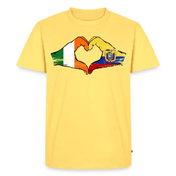 Ireland Ecuador flag heart used - Men's Premium Organic T-Shirt - sky yellow - Front - AI Model Male 185 dark (185cm)