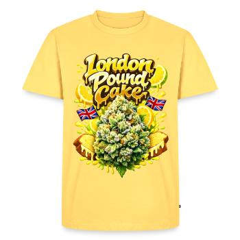 Graffiti du Pound Cake de Londres - T-shirt Premium bio Homme - jaune pastel - Devant - AI Model Male 185 dark (185cm)