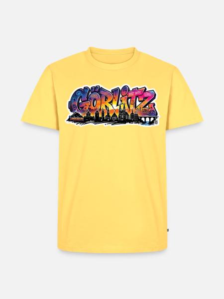 Görlitz Skyline Graffiti-Sehenswürdigkeiten - Männer Premium Bio T-Shirt - Pastellgelb