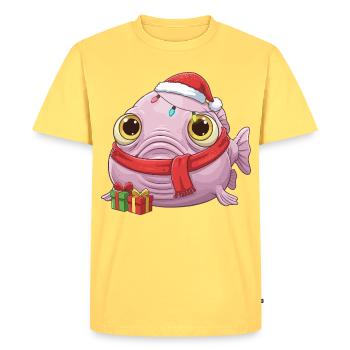 Drôle de Poisson-Blobfish - Noël avec... - T-shirt Premium bio Homme - jaune pastel - Devant - AI Model Male 185 dark (185cm)