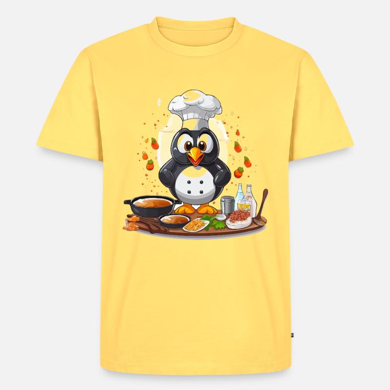 Küchenpinguin Chef Design - Männer Premium Bio T-Shirt - Pastellgelb