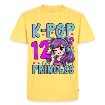 K-Pop Princess Age 12 Years Old Birthday - Men's Premium Organic T-Shirt - sky yellow - Front - AI Model Male 185 dark (185cm)