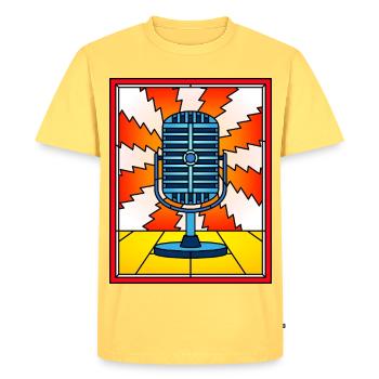 Stained Glass Vintage Microphone - Men's Premium Organic T-Shirt - sky yellow - Front - AI Model Male 185 dark (185cm)